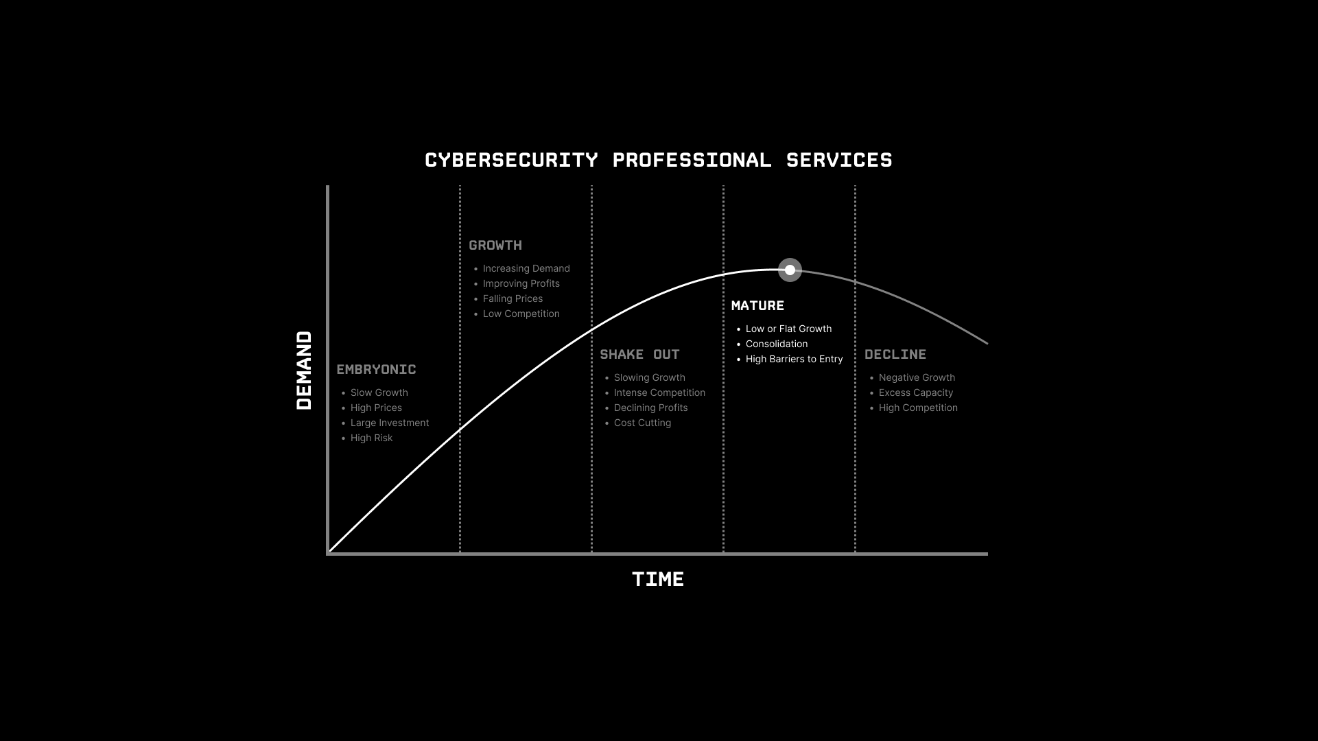 Industry lifecycle for cybersecurity professional services.